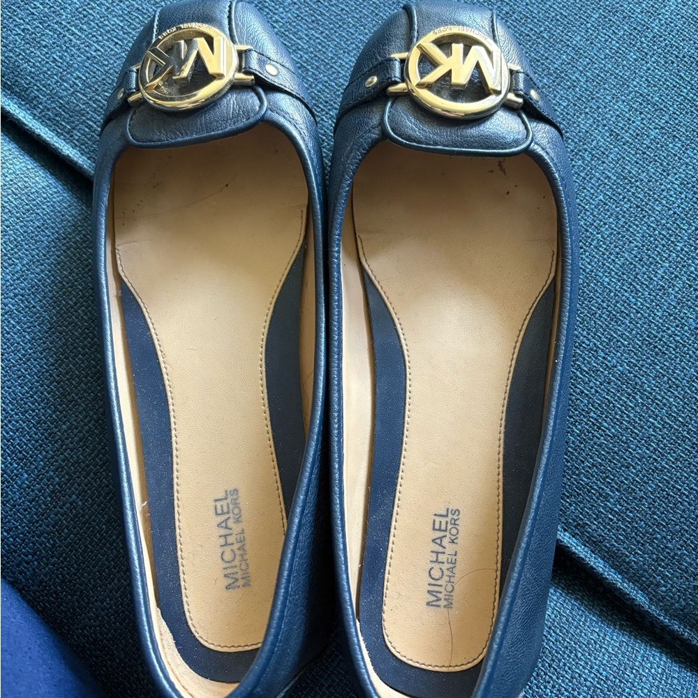 Michael Kors Blue Flats with Gold Accent